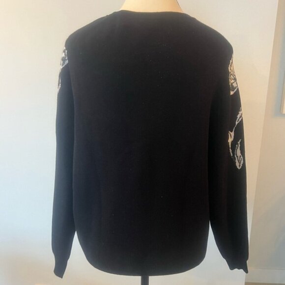 Blugirl Knit Sweater w/ Floral Sleeves & Subtle Sparkle – M - Picture 5 of 12